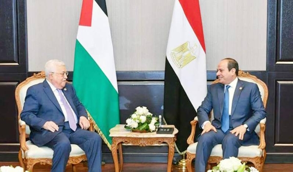 A file photo of Egyptian President Abdel-Fattah El-Sisi and Palestinian President Mahmoud Abbas during a meeting in January 2022, in the Egyptian Red Sea resort city of Sharm El-Sheikh. — courtesy of the Egyptian presidency