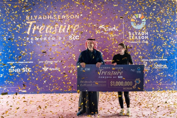 Swiss contestant Stephanie Weil claimed a $1 million prize, equivalent to SR3.75 million, in the final competition of the Riyadh Season Treasure Hunt, held at Boulevard City.