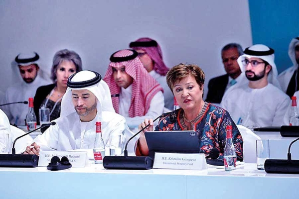 International Monetary Fund Managing Director Kristalina Georgieva speaks at the Arab Fiscal Forum in Dubai on Sunday.