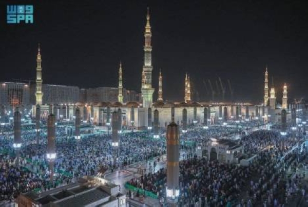 The General Authority for the Care of the Affairs of the Grand Mosque and the Prophet's Mosque has announced that during the first 10 days of Ramadan the Prophet's Mosque welcomed a total of 9,818,474 worshipers and visitors.