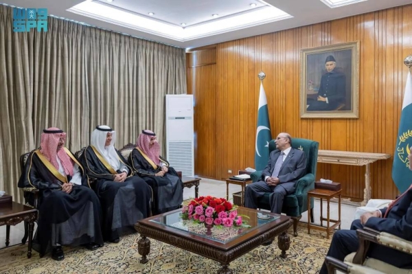 Pakistan’s Prime Minister Muhammad Shehbaz Sharif holds talks with Saudi Foreign Minister Prince Faisal bin Farhan in Islamabad on Tuesday.