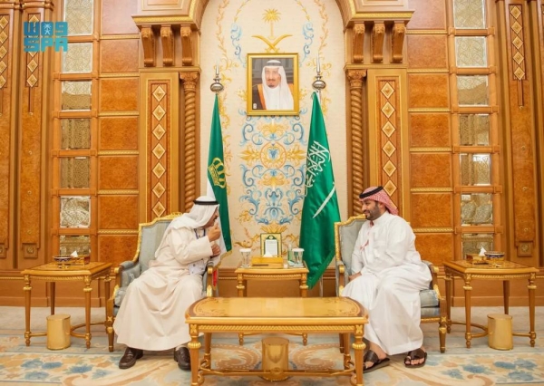 Saudi Crown Prince and Prime Minister Mohammed bin Salman holds talks with Emir of Kuwait Sheikh Mishal Al-Ahmad Al-Jaber Al-Sabah in Riyadh on Sunday.