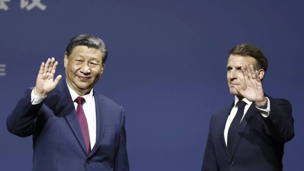 French President Emmanuel Macron and Chinese President Xi Jinping attend the 6th meeting of the Franco-Chinese Business Council in Paris, May 6 2024