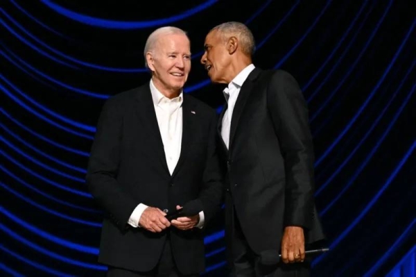 President Biden at the fundraiser with Barack Obama on Saturday