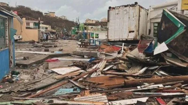 Debris of homes on Union Island in Hurricane Beryl's wake