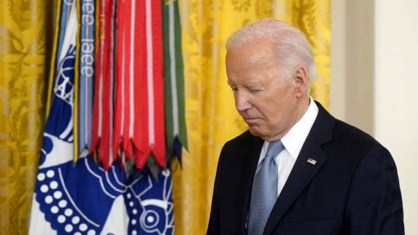 President Joe Biden attends a ceremony at the White House in Washington on July 3