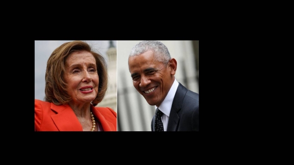 Nancy Pelosi (L) and Barack Obama