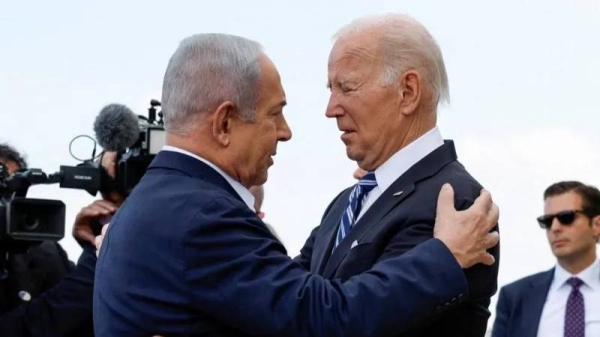 US President Joe Biden (right) flew to Israel just days after the 7 October Hamas attack