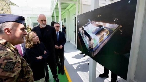 Italian PM and Giorgia Meloni and Albanian PM Edi Rama visited the site where the centres will be built in June