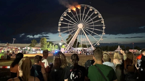 A fire broke out on a Ferris wheel at the Highfield Festival in the German state of Saxony