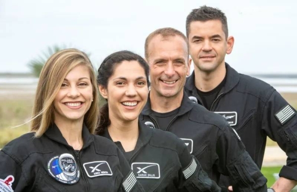 Polaris Dawn has a four-person crew. (Left to right) Anna Menon, Sarah Gillis, Scott Poteet, and Jared Isaacman