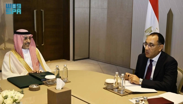 Egyptian Prime Minister Dr. Mostafa Madbouly holds talks with Saudi Finance Minister Mohammed Al-Jadaan in Riyadh on Sunday.