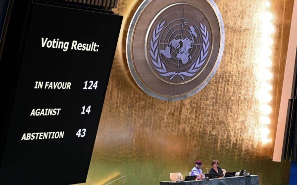 The UN General Assembly on Wednesday voted overwhelmingly to adopt a resolution that demands that Israel brings to an end without delay its unlawful presence in the Occupied Palestinian Territory.