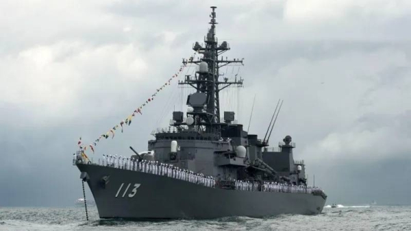 The destroyer Sazanami sailed through the waterway on its way to a multilateral exercise in the South China Sea, reports say