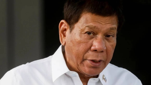 Philippine President Rodrigo Duterte speaks during a ceremony at Villamor Air Base in Pasay, Metro Manila, Philippines, February 28, 2021