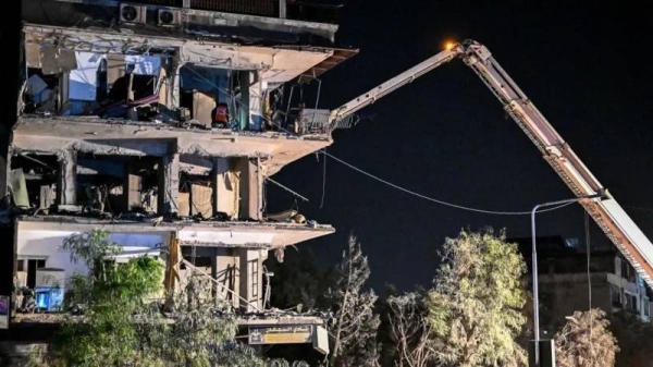 The strike damaged three floors of the apartment building in the Mezzeh neighbourhood of Damascus