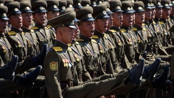 North Korean soldiers at a mass rally (File)