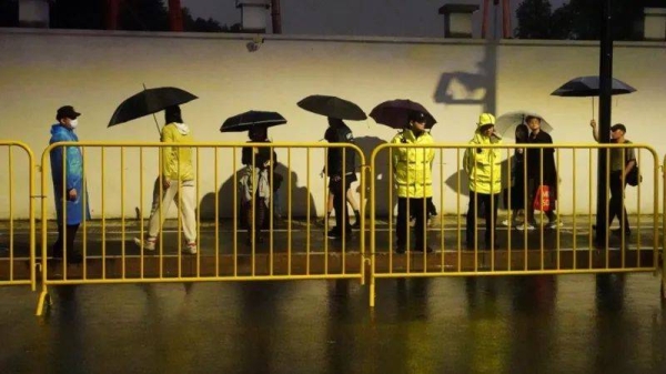 Police put up barriers and patrolled the streets of Shanghai on the weekend