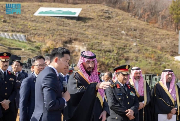 Saudi Minister of the National Guard Prince Abdullah bin Bandar during a military parade of the Korean Ministry of National Defense in Seoul on Wednesday.
