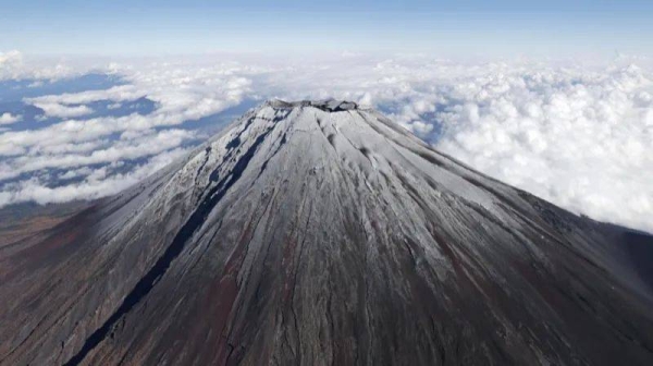 Mount Fuji has again donned its famed snowcap