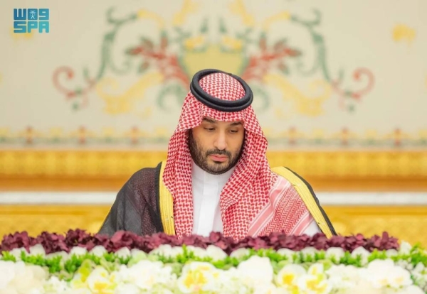 Saudi Crown Prince and Prime Minister Mohammed bin Salman chairs the Cabinet session in Riyadh on Tuesday.