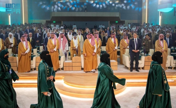 Minister of Interior Prince Abdulaziz bin Saud bin Naif attends the annual graduation ceremony at Naif Arab University for Security Sciences in Riyadh on Wednesday.
