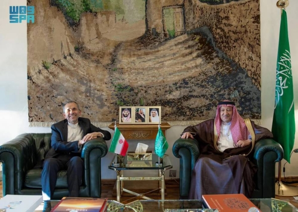 Saudi Deputy Minister of Foreign Affairs Eng. Walid Al-Kheraiji meets Iran's Deputy Foreign Minister for Political Affairs Dr. Majid Takht-Ravanchi in Riyadh on Monday.
