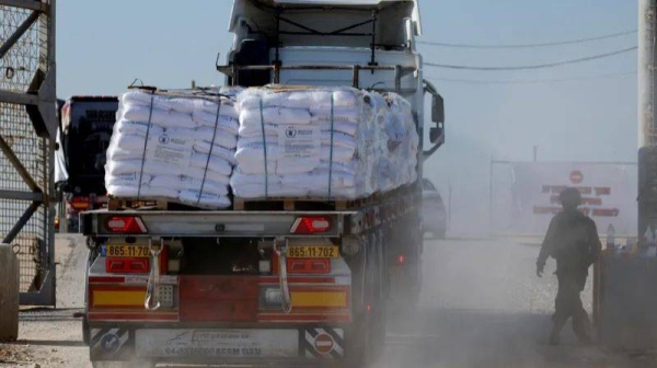 Ninety-seven lorries were lost after entering southern Gaza through the Kerem Shalom crossing (file photo)