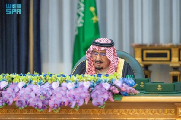 Custodian of the Two Holy Mosques King Salman chairs the Cabinet session in Riyadh on Tuesday.

