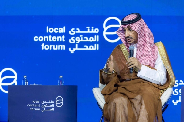 Minister of Tourism Ahmed Al-Khateeb attending a dialogue session at the Local Content Forum in Riyadh on Wednesday.
