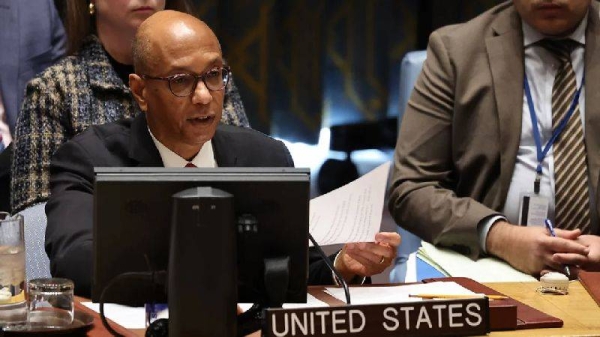 US Ambassador Robert Wood speaks during a United Nations Security Council meeting on November 20 in New York City