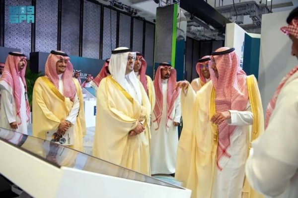 Deputy Emir of Makkah Prince Saud bin Mishal and Minister of Industry and Mineral Resources Bandar Alkhorayef attend the Jeddah Food Cluster launching ceremony on Sunday.
