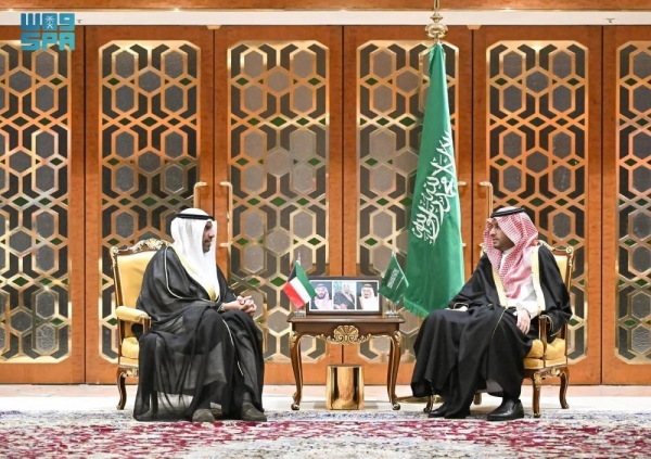 Saudi Minister of State and Member of the Cabinet Prince Turki bin Muhammad bin Fahd holds talks with Kuwait's Minister of Foreign Affairs Abdullah Al-Yahya in Riyadh on Tuesday.
