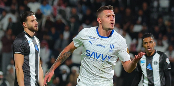 Serbian midfielder Sergej Milinković-Savić celebrates his first goal. 