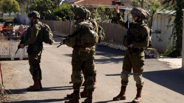 Israeli soldiers on patrol in northern Israel near the border with Lebanon