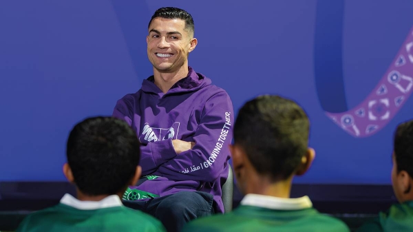 Cristiano Ronaldo visiting an exhibition in Riyadh showcasing Saudi Arabia's plans for hosting the 2034 World Cup. (Supplied)