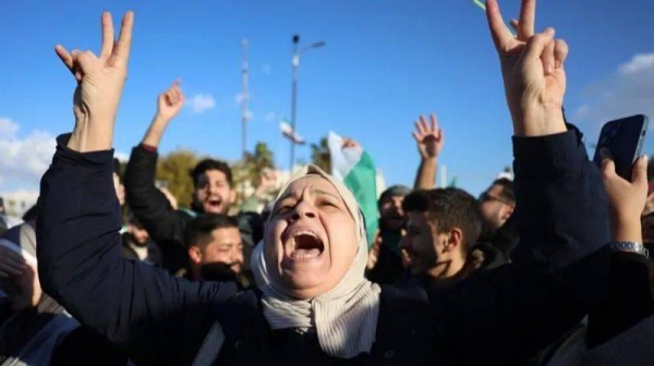 Umayyad Square in Damascus had a party-like atmosphere with music and celebrations