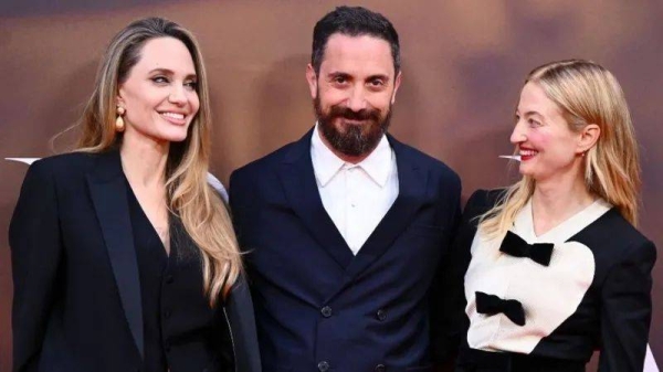 Angelina Jolie with director Pablo Larraín and co-star Alba Rohrwacher