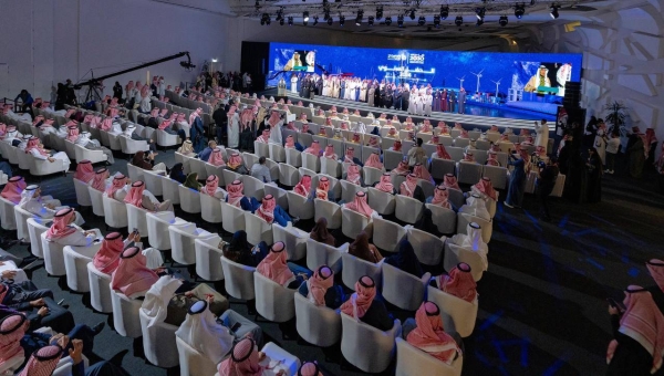 Minister of Energy Prince Abdulaziz bin Salman addressing the annual ceremony of the National Industrial Development and Logistics Program in Riyadh on Monday.