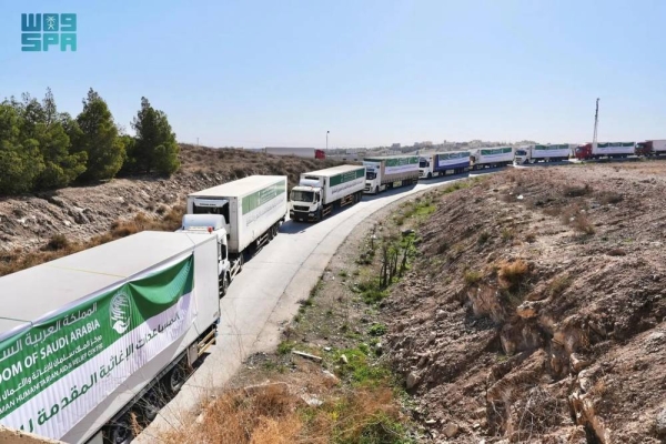 The relief trucks are prepared for entry into Syria, carrying essential supplies such as food, shelter, and medical assistance to alleviate the suffering of the Syrian people.