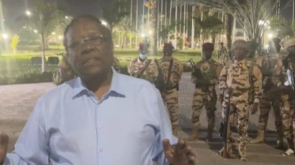 Foreign Minister Abderaman Koulamallah seen in a video apparently recorded at the presidential palace in N'Djamena