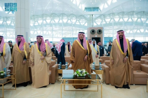 Minister of Transport and Logistics Eng. Saleh Al-Jasser and other senior officials during the inaugural ceremony of the phased operation of International Passenger Terminal No. 1 within the expansion and development project of Terminals 1 and 2 at King Khalid International Airport in Riyadh.