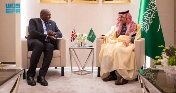 Saudi Minister of Foreign Affairs Prince Faisal bin Farhan meets Secretary of State for Foreign, Commonwealth and Development Affairs of the United Kingdom David Lammy in Riyadh on Sunday.