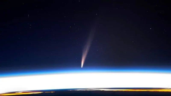 The comet was seen from the International Space Station over the weekend