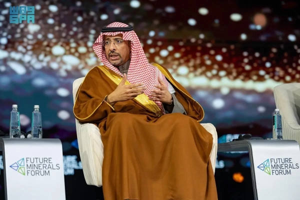 Minister of Industry and Mineral Resources Bandar Alkhorayef attending a dialogue session during the Future Minerals Forum in Riyadh on Wednesday.