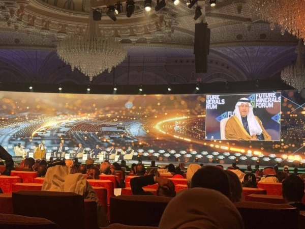 Minister of Transport and Logistics Eng. Saleh Al-Jasser speaks at the Future Minerals Forum in Riyadh on Wednesday.
