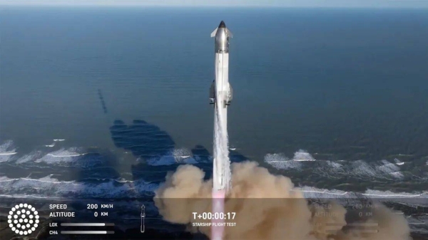 SpaceX's megarocket lifts off on its seventh test flight from the Starbase launch site near Brownsville, Texas, on Thursday