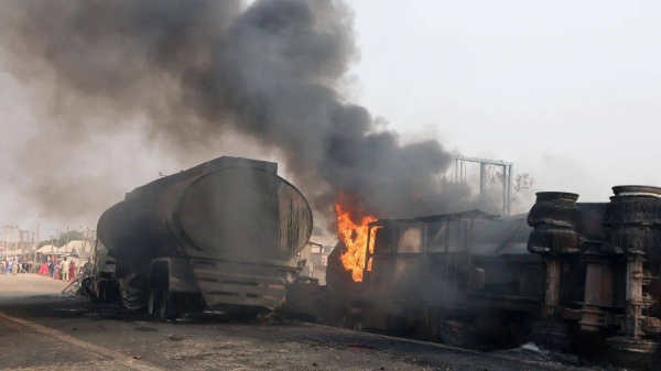 Scene of the petrol tankers explosion in Dikko, Niger State, Nigeria, on January 18, 2025