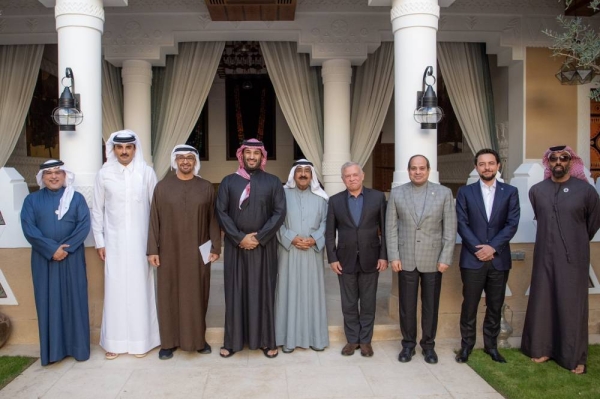 A friendly and fraternal meeting in Riyadh brings together the leaders of the Gulf states, the King of Jordan, and the President of Egypt. (X account @Badermasaker)