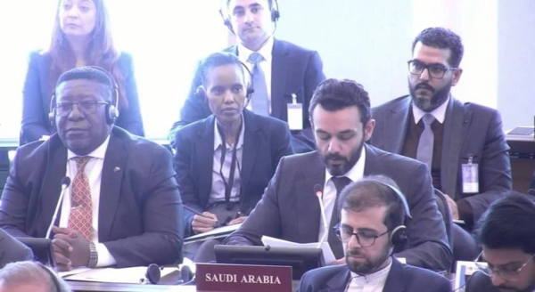 Prince Jalawi bin Turki, head of the Saudi delegation, addressing the Executive Council session of the Organization for the Prohibition of Chemical Weapons in The Hague.